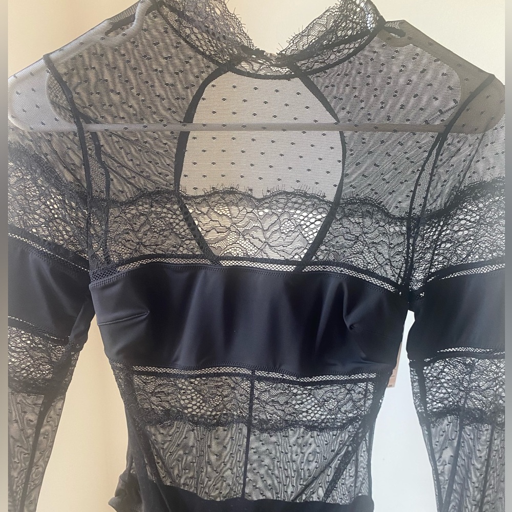 Thistle & Spire Long Sleeve Bodysuit Black SIze XS